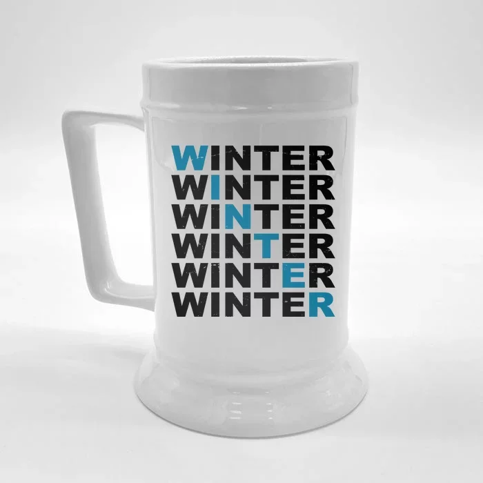 Winter Holiday Season Retro Front & Back Beer Stein