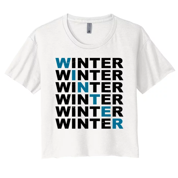 Winter Holiday Season Retro Women's Crop Top Tee