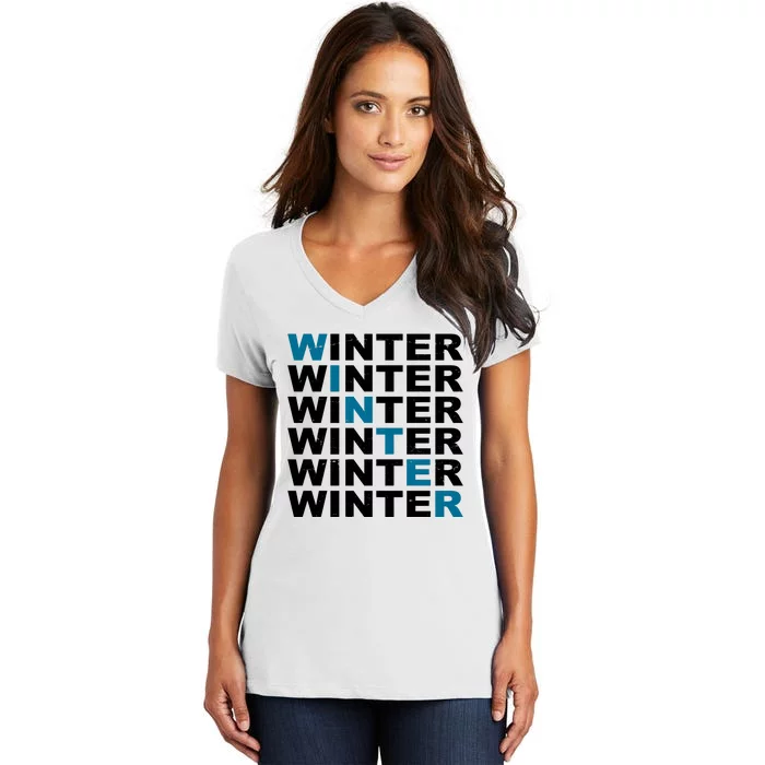 Winter Holiday Season Retro Women's V-Neck T-Shirt