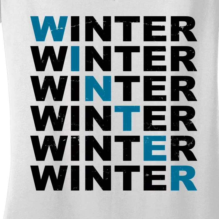 Winter Holiday Season Retro Women's V-Neck T-Shirt