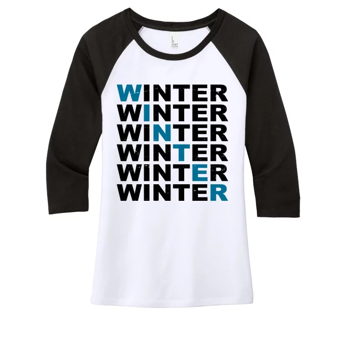 Winter Holiday Season Retro Women's Tri-Blend 3/4-Sleeve Raglan Shirt