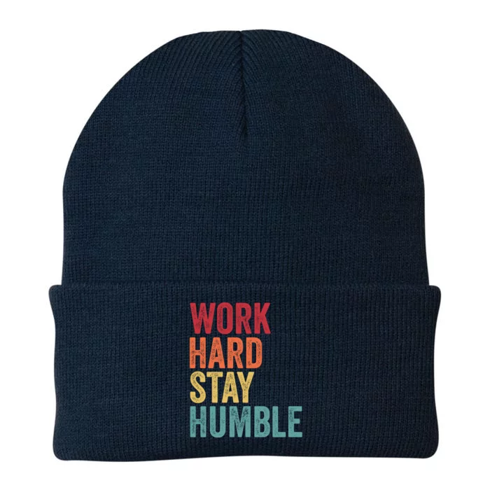 Work Hard Stay Humble Motivational Quote Gift Knit Cap Winter Beanie