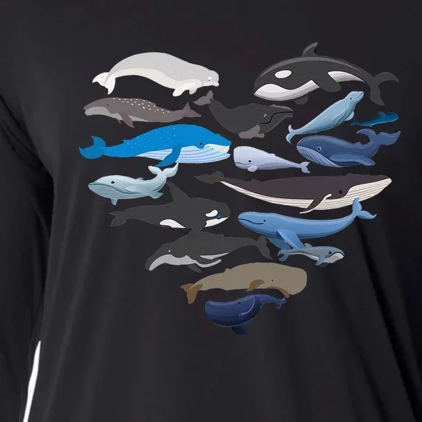 Whales Heart Shaped Marine Biologist Whale Lover Wildlife Cooling Performance Long Sleeve Crew