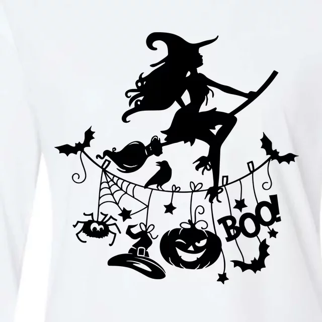 Witch Halloween Spooky Vibes Boo Pumpkin Jack O Lantern Womens Cotton Relaxed Long Sleeve T-Shirt