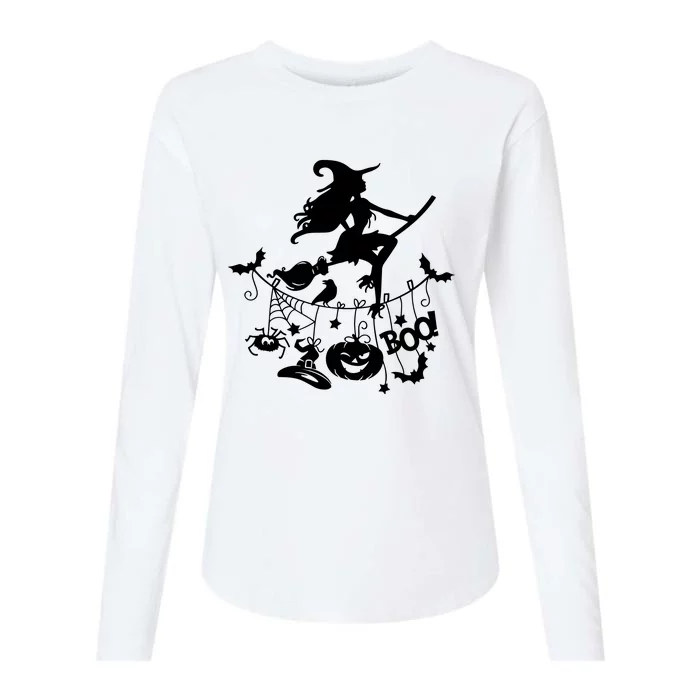 Witch Halloween Spooky Vibes Boo Pumpkin Jack O Lantern Womens Cotton Relaxed Long Sleeve T-Shirt