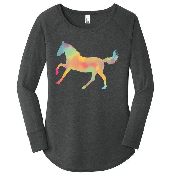 Watercolor Horse Silhouette Women's Perfect Tri Tunic Long Sleeve Shirt