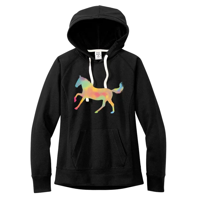 Watercolor Horse Silhouette Women's Fleece Hoodie