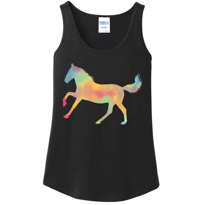 Watercolor Horse Silhouette Ladies Essential Tank