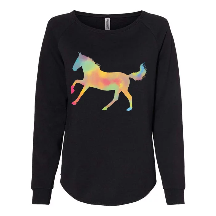 Watercolor Horse Silhouette Womens California Wash Sweatshirt