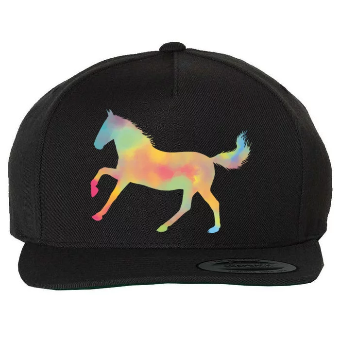 Watercolor Horse Silhouette Wool Snapback Cap