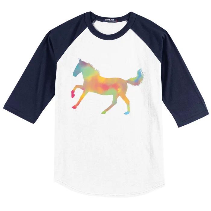 Watercolor Horse Silhouette Baseball Sleeve Shirt