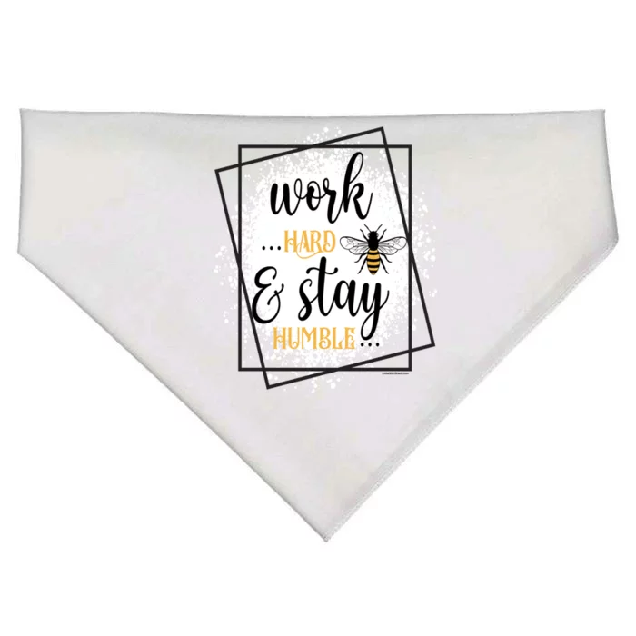 Work Hard Stay Humble Honey Bee Birthday Christmas Gift USA-Made Doggie Bandana