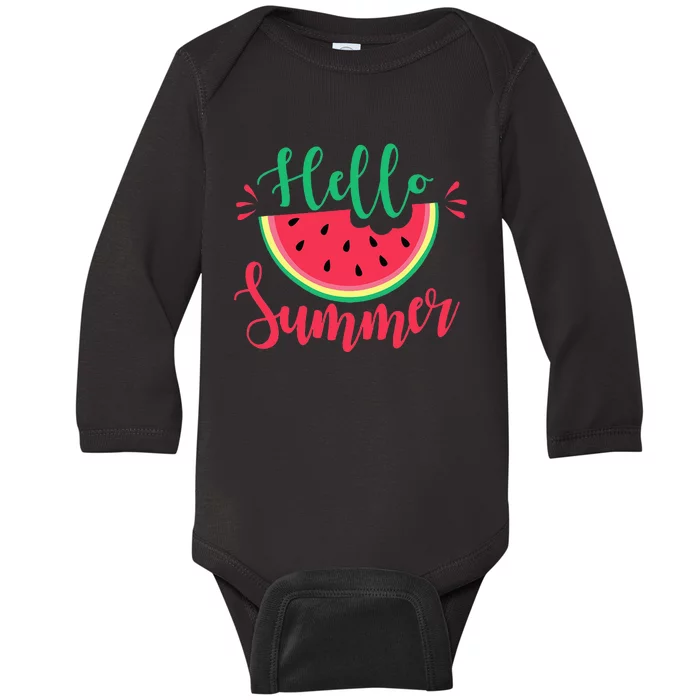 Watermelon Hello Summer Baby Long Sleeve Bodysuit