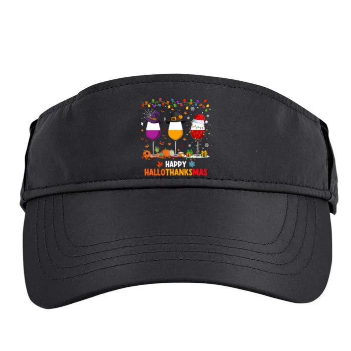 Wine Halloween Thanksgiving Christmas Happy Hallothanksmas Adult Drive Performance Visor