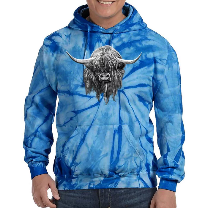 Wee Hamish The Scottish Highland Cow Cool Gift Tie Dye Hoodie