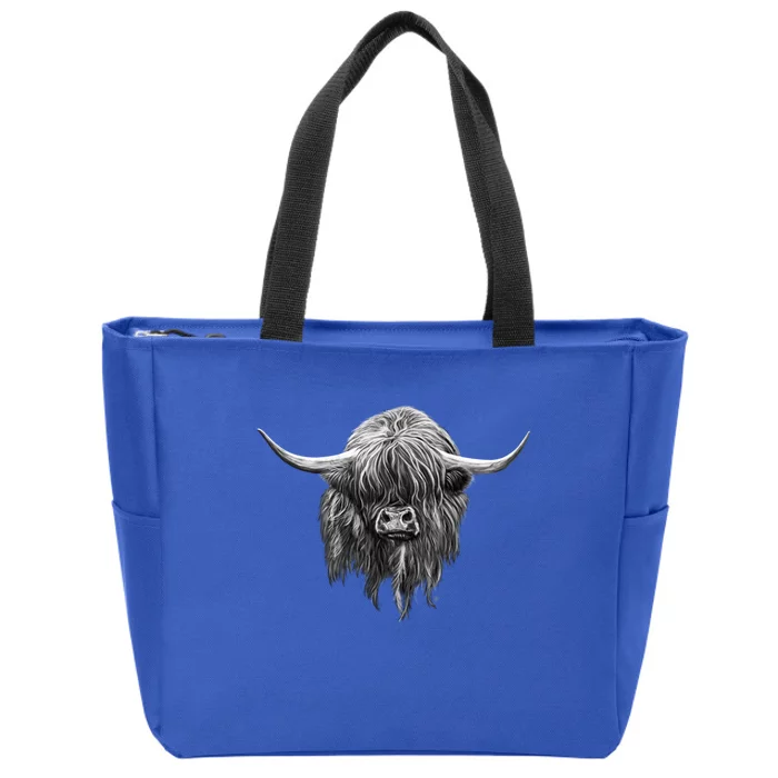 Wee Hamish The Scottish Highland Cow Cool Gift Zip Tote Bag