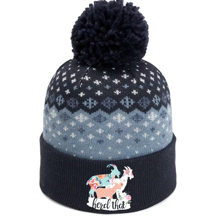 Womens Herd That Goat Flower Lover Farm Farmer Floral Gift The Baniff Cuffed Pom Beanie