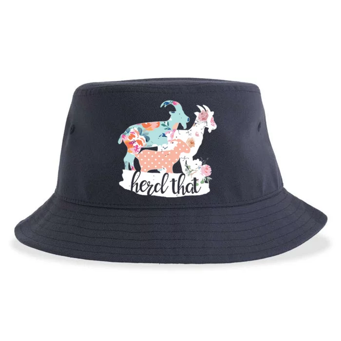 Womens Herd That Goat Flower Lover Farm Farmer Floral Gift Sustainable Bucket Hat