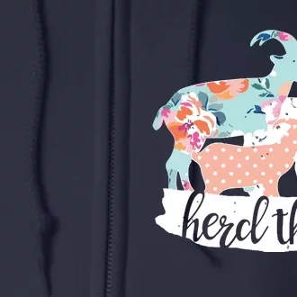 Womens Herd That Goat Flower Lover Farm Farmer Floral Gift Full Zip Hoodie