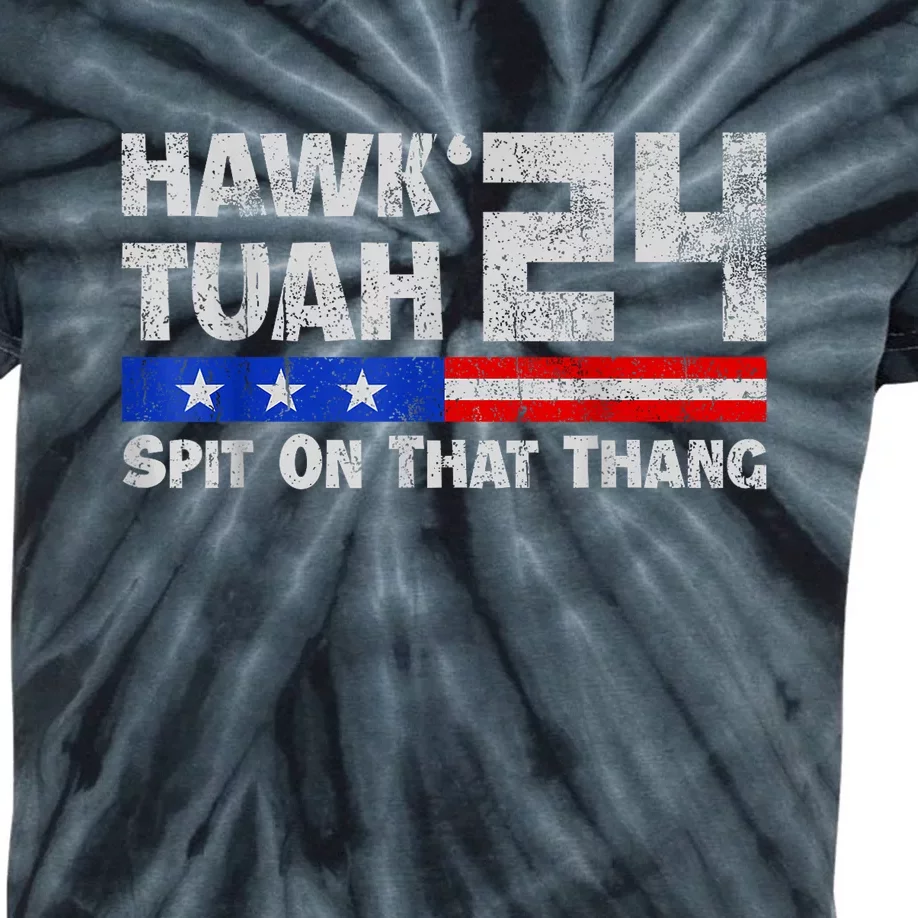 Women Hawk Tuah 24 Spit On That Thang American Flag Gift Kids Tie-Dye T-Shirt