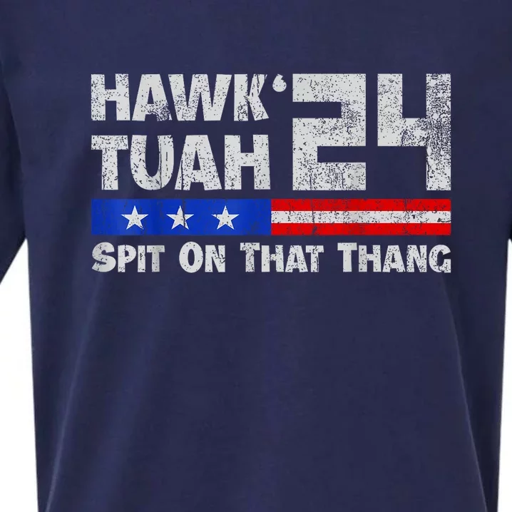 Women Hawk Tuah 24 Spit On That Thang American Flag Gift Sueded Cloud Jersey T-Shirt