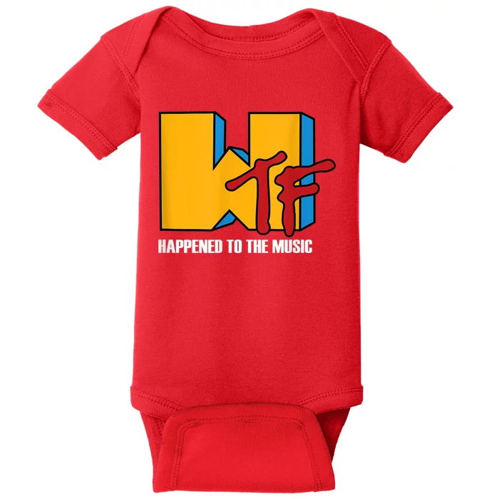 Wtf Happened To Music Funny Retro Music 80s 90s Baby Bodysuit