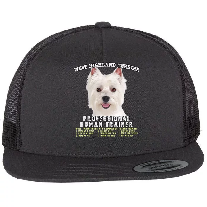 West Highland Terrier Westie Professional Human Trainer Flat Bill Trucker Hat