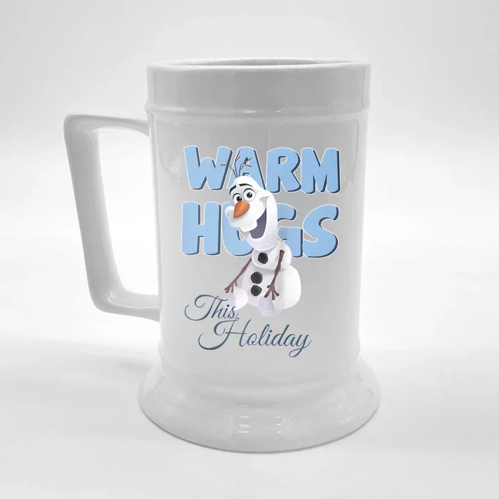 Warm Hugs This Holiday Funny Snowman Winter Front & Back Beer Stein