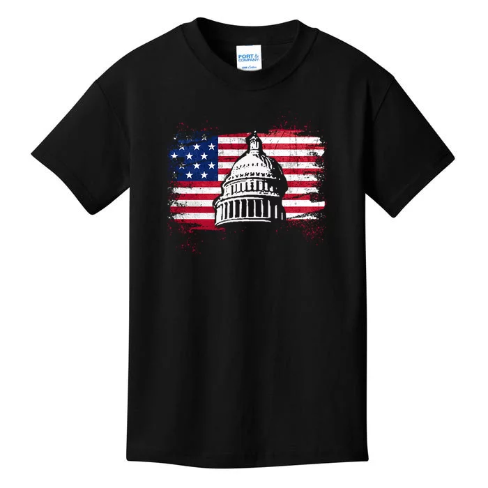 White House Usa Flag . Kids T-Shirt