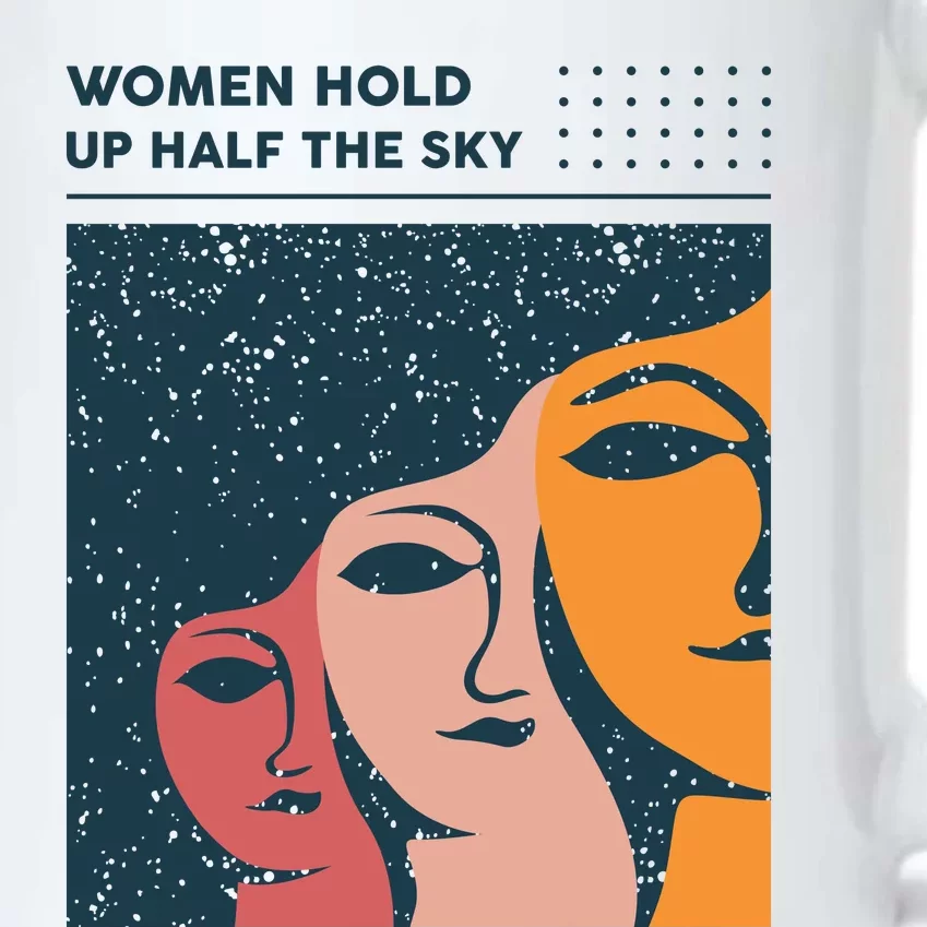 Women Hold Up Half The Sky Black Color Changing Mug