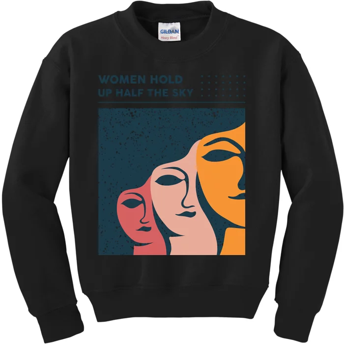 Women Hold Up Half The Sky Kids Sweatshirt