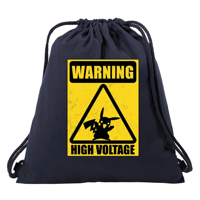 Warning High Voltage Drawstring Bag