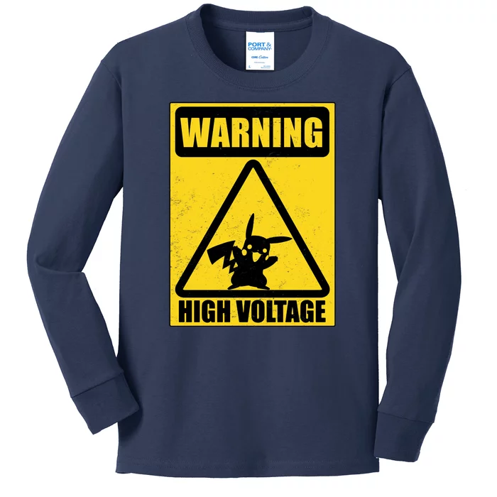 Warning High Voltage Kids Long Sleeve Shirt