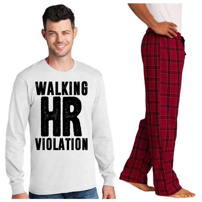 Walking Hr Violation Funny Work Long Sleeve Pajama Set