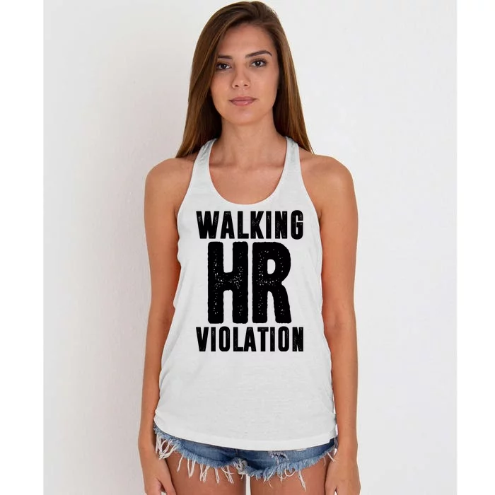 Walking Hr Violation Funny Work Women's Knotted Racerback Tank