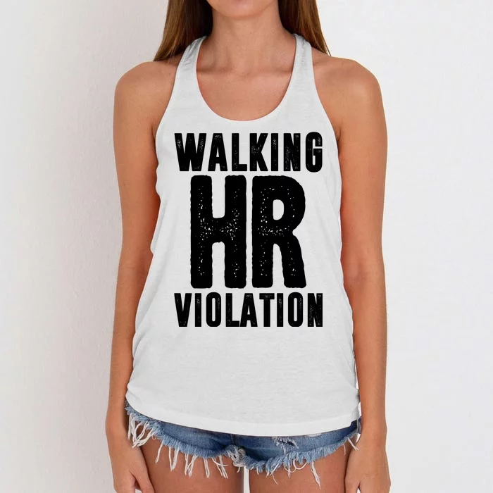 Walking Hr Violation Funny Work Women's Knotted Racerback Tank