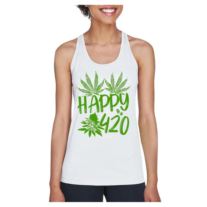 Weed Heart Valentines Day Cannabis 420 Women's Racerback Tank