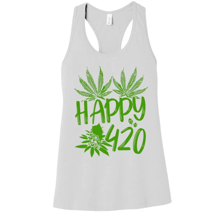 Weed Heart Valentines Day Cannabis 420 Women's Racerback Tank