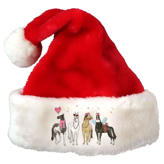 Women Horse ValentineS Day Horse Lover Horse Mom Premium Christmas Santa Hat