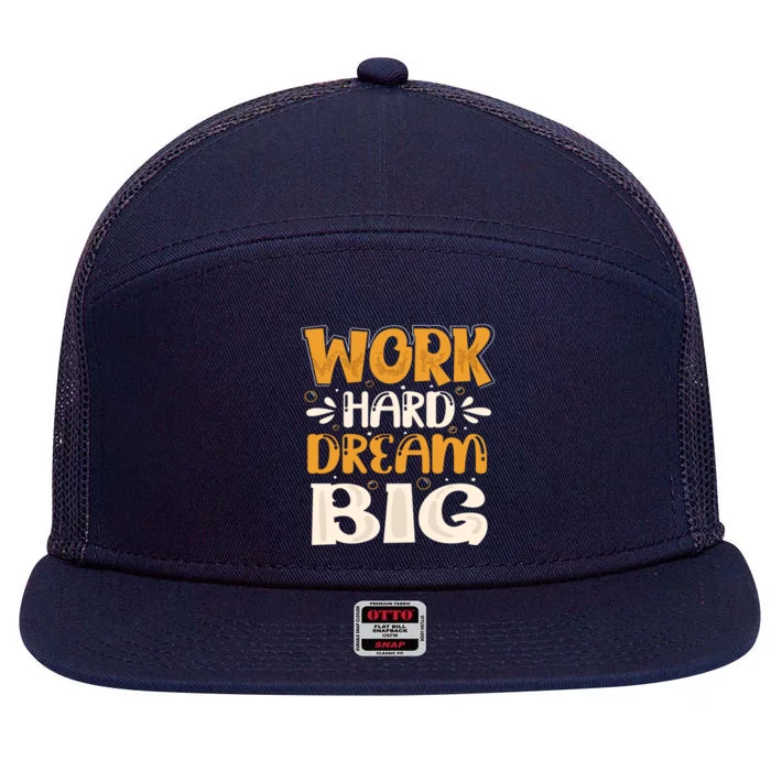 Work Hard 7 Panel Mesh Trucker Snapback Hat