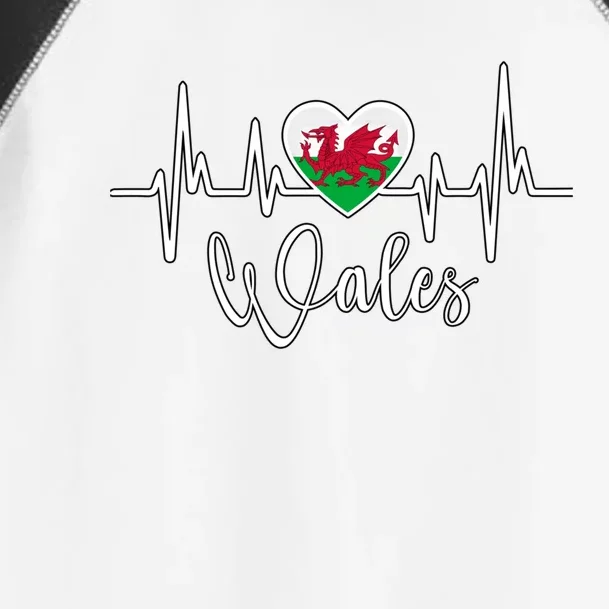 Wales Heart Welsh Heartbeat Ekg Pulse Welsh Pride Roots Gift Toddler Fine Jersey T-Shirt