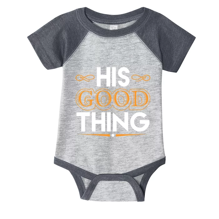 Wo He Who Finds His Good Thing Proverbs 18 22 Matching Couple V-Neck Infant Baby Jersey Bodysuit