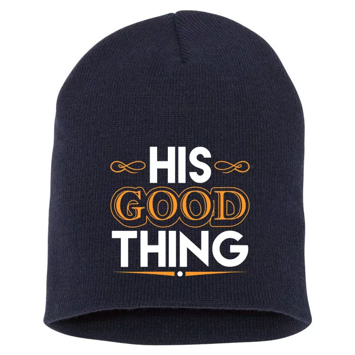 Wo He Who Finds His Good Thing Proverbs 18 22 Matching Couple V-Neck Short Acrylic Beanie