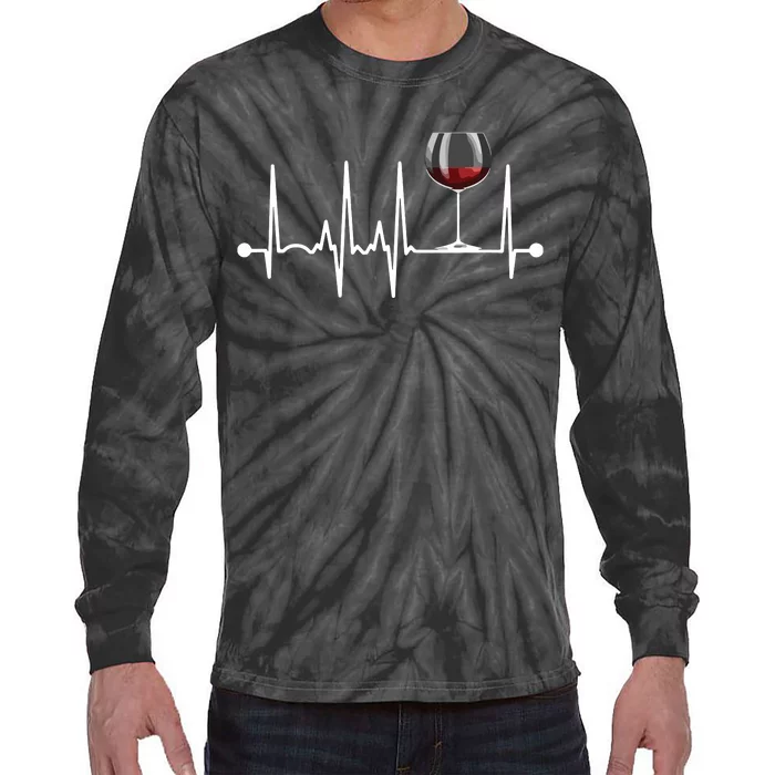 Wine Heartbeat Wine Drinker Lover Tasting Gift Wine Glass Tie-Dye Long Sleeve Shirt