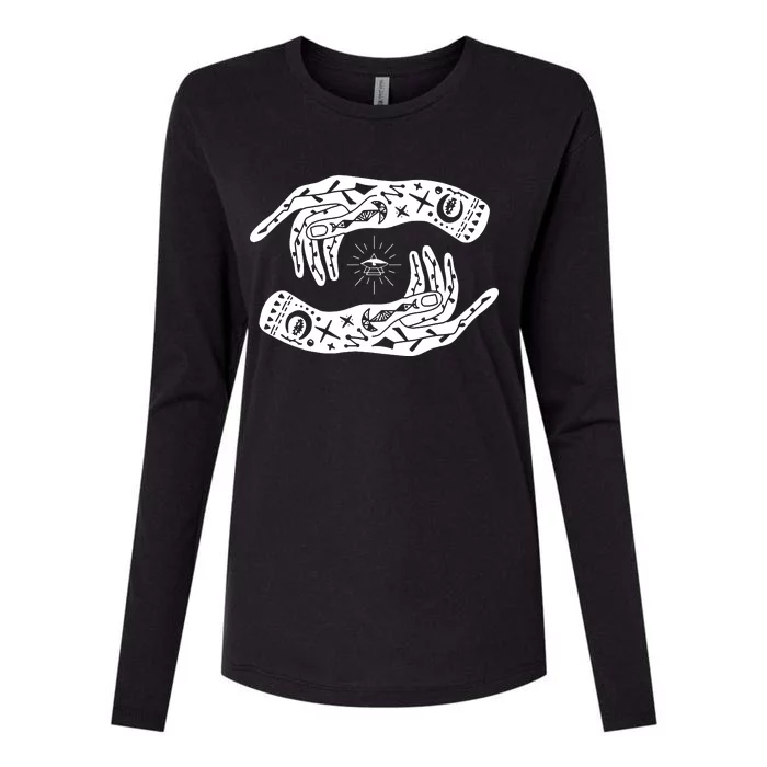 Witch Hands Wicca Pagan Witchcraft Witchy Womens Cotton Relaxed Long Sleeve T-Shirt