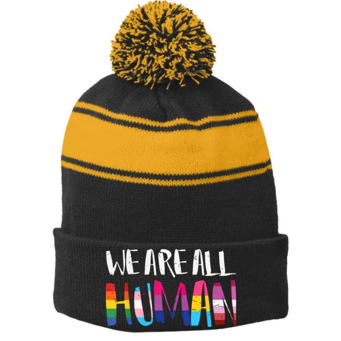 Weareall Human Stripe Pom Pom Beanie