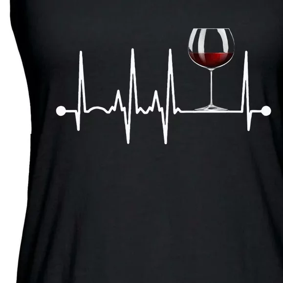 Wine Heartbeat Wine Drinker Lover Tasting Gift Wine Glass Ladies Essential Flowy Tank