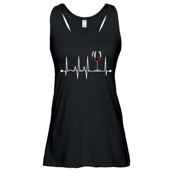 Wine Heartbeat Wine Drinker Lover Tasting Gift Wine Glass Ladies Essential Flowy Tank