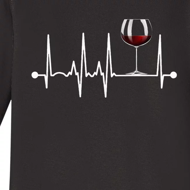 Wine Heartbeat Wine Drinker Lover Tasting Gift Wine Glass Baby Long Sleeve Bodysuit