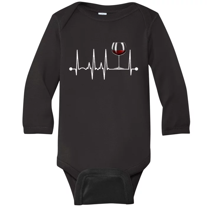 Wine Heartbeat Wine Drinker Lover Tasting Gift Wine Glass Baby Long Sleeve Bodysuit